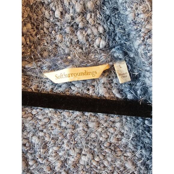 Soft Surroundings Newfoundland fuzzy knit open front cardigan Blue Sz L - Picture 4 of 6